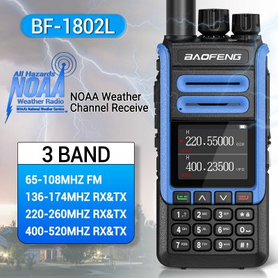 BAOFENG BF-1802L High Power Walkie Talkie 999 Channels Tri Band Wireless Copy Frequency Long Range NOAA Weather Channel Ham Two Way Radio European Standards