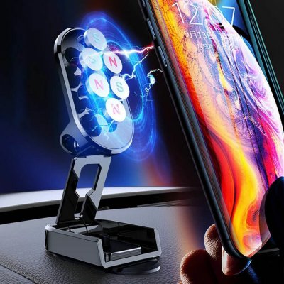 Bakeey Strong Magnetic Folding Holder Adjustable 360 Degrees Rotation Car Phone Holder for iPhone 14 for Samsung Galaxy Note S21 Ultra Huawei Mate 50 OnePlus 9 Pro