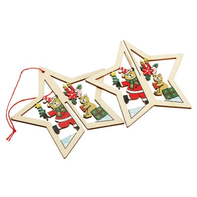 2PCS Christmas Wood Five-Pointed Star Christmas Tree Accessories