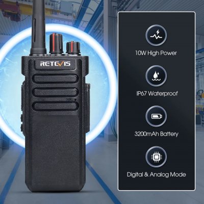 Retevis RT29D 10W DMR Walkie Talkie Long Range Powerful bluetooth Walkie-talkie IP67 Waterproof UHF Portable Two Way Radio COD