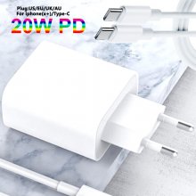 PD20W 1-Port USB Charger 20W USB-C PD QC3.0 Fast Charging Wall Charger Adapter EU Plug US Plug UK Plug for iPhone 13 14 14Pro 14 Pro Max for Oppo Reno9 for Samsung Galaxy S23 for Xiaomi 13pro