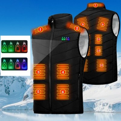 TENGOO HV-15 Heated Vest 15 Areas Heating USB Electric Thermal Clothing Winter Warm Vest Outdoor Heat Coat COD