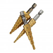 Drillpro 3Pcs 1/4 Inch Hex Shank HSS Titanium Coated Step Drill Bit Set 3-12/4-12/4-20mm COD