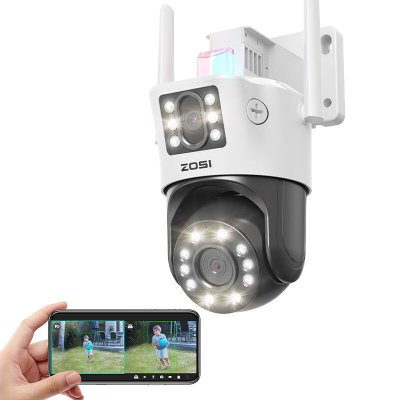 ZOSI C298 4MP+4MP Dual Lens WiFi PTZ Camera Outdoors Motion Tracking Human Detection Two-way Audio Wide Angle 8X Zoom Telephoto IP Security Cam COD