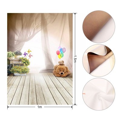 (Clearance Price)3x5FT Vinyl Kids Child Photography Backdrop Ballon Bear Curtain Photo Background COD