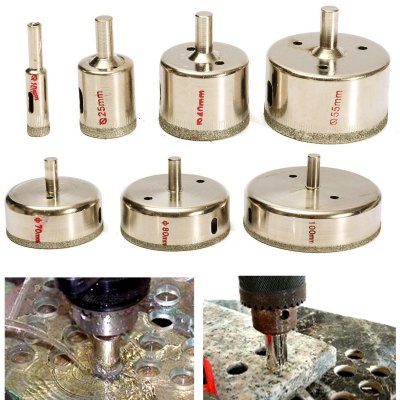 Drillpro 7pcs 10-100mm Diamond Hole Saw Drill Bit Set Tile Ceramic Glass Porcelain Marble Hole Saw Cutter COD