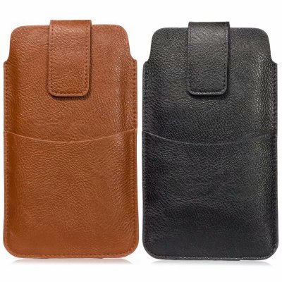 Bakeey 6.4/5.5/5.2 inch Bussiness PU Leather Mobile Phone Money Coin Men Phone Bag Belt Waist Bag Sidebag Pack with Card Slot COD